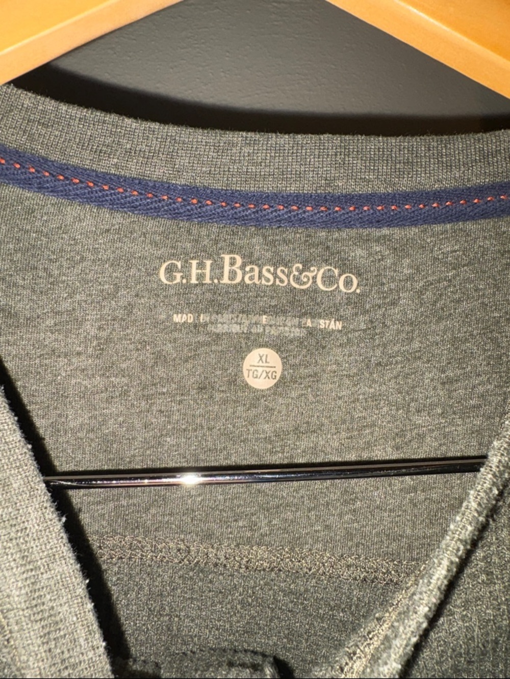 G.H. Bass & Co. Men's Olive Green Long-Sleeve Henley Top - Picture 3 of 3